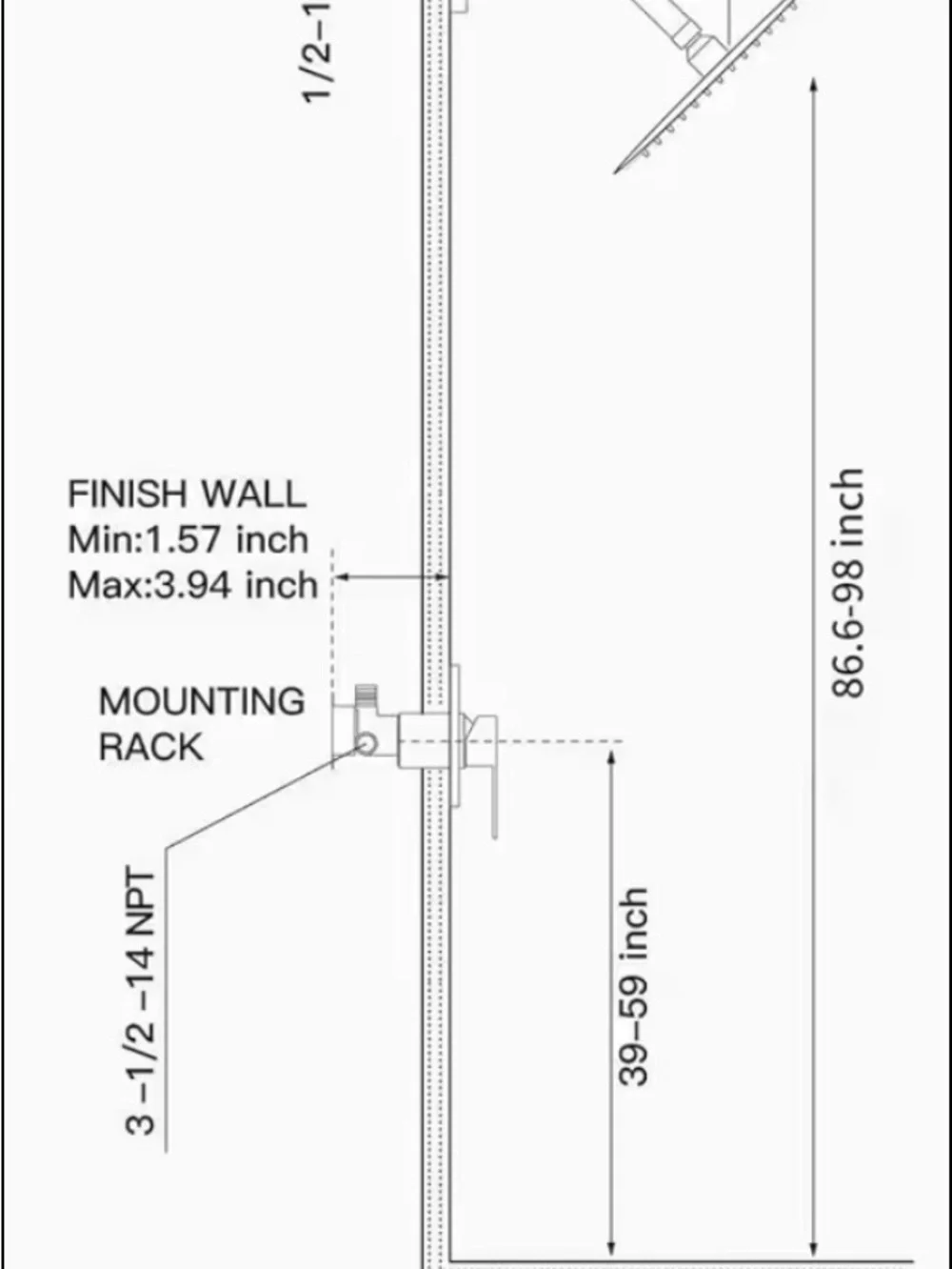 Matte Black Rain Shower Head and Valve Trim Set
